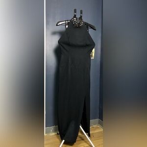David Michael Elegant Black Halter Dress